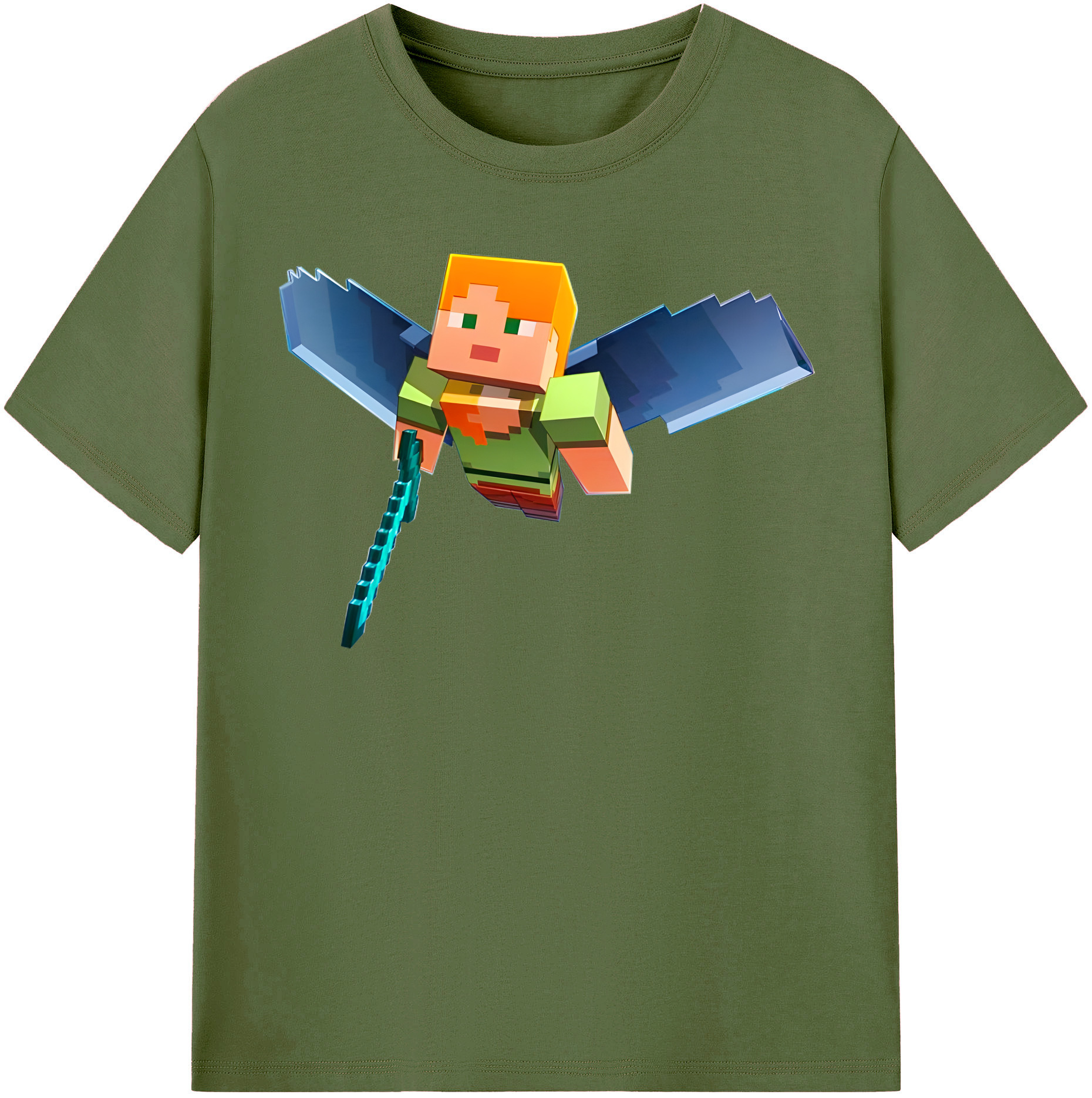 （画像用） マインクラフト ブロックの世界 Minecraft MC Block world 綿100％半袖Tシャツ（フロントプリント）